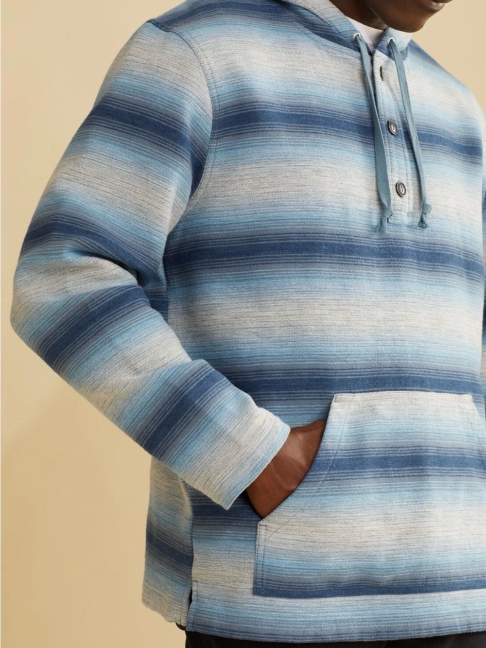 Pendleton Hazy Ombre Blue Stripe Cotton Baja Hoodie Men’s XL